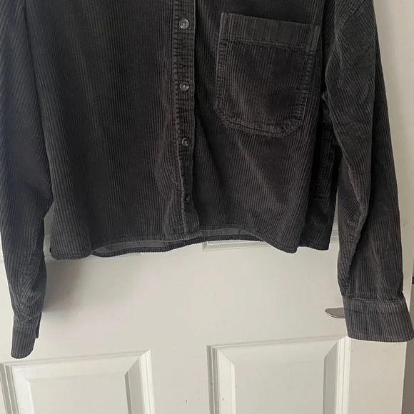 American Eagle Gray Corduroy Oversized Shirt Jacket Shacket size small - Picture 3 of 6